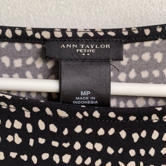 Ann Taylor Black/white Pebble Print 3/4 Sleeve Wrap Midi Dress Size M - Picture 4 of 7